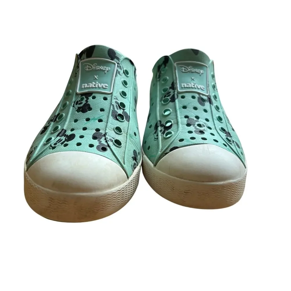 Native x Disney Mickey Mouse Jefferson Slip On Shoes Mint Green Kids